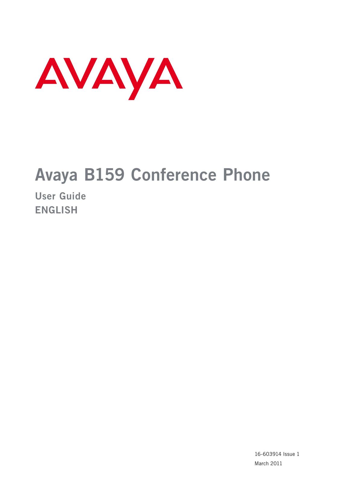 Avaya B159 Cordless Telephone User Manual
