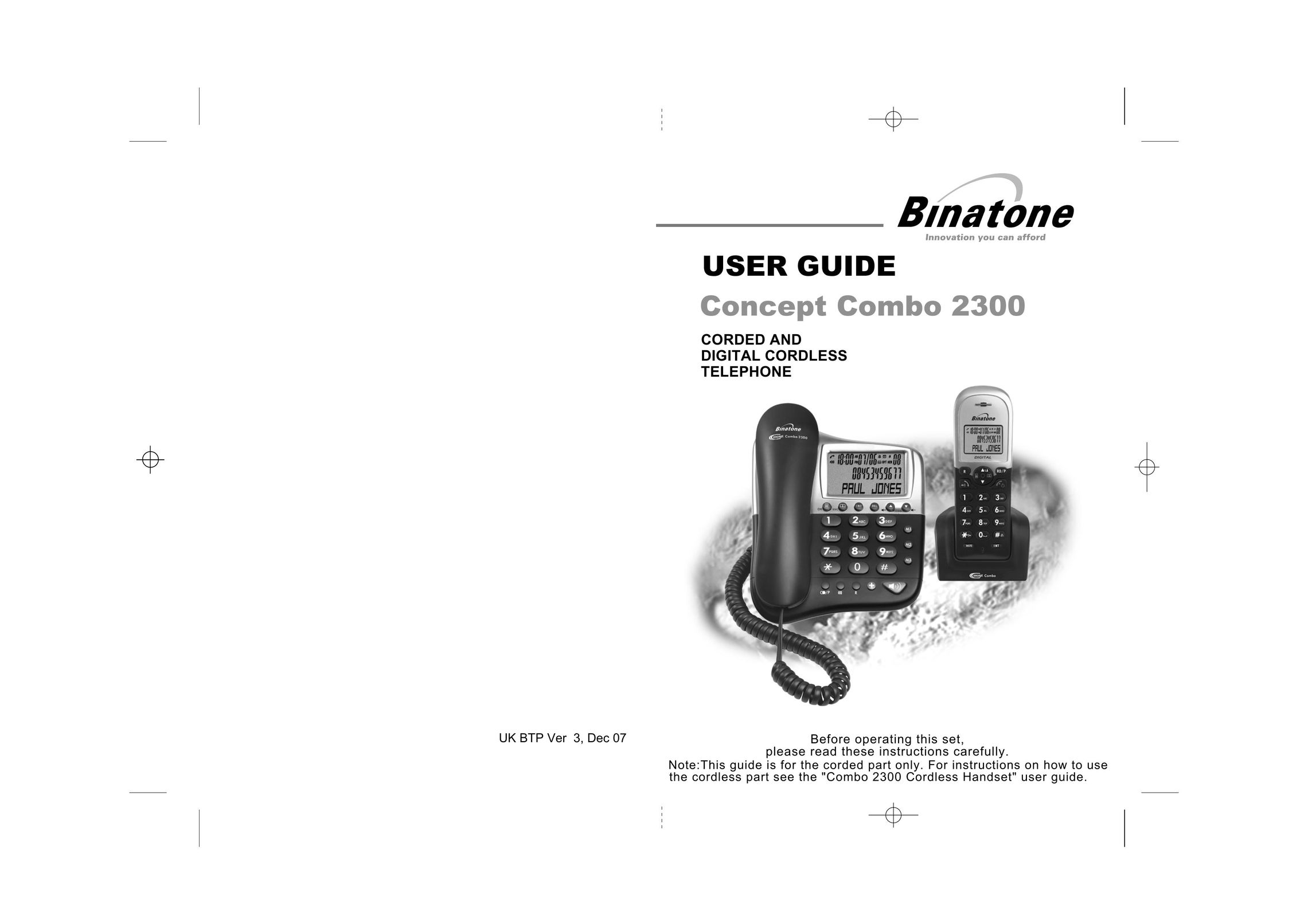 Binatone 2300 Cordless Telephone User Manual