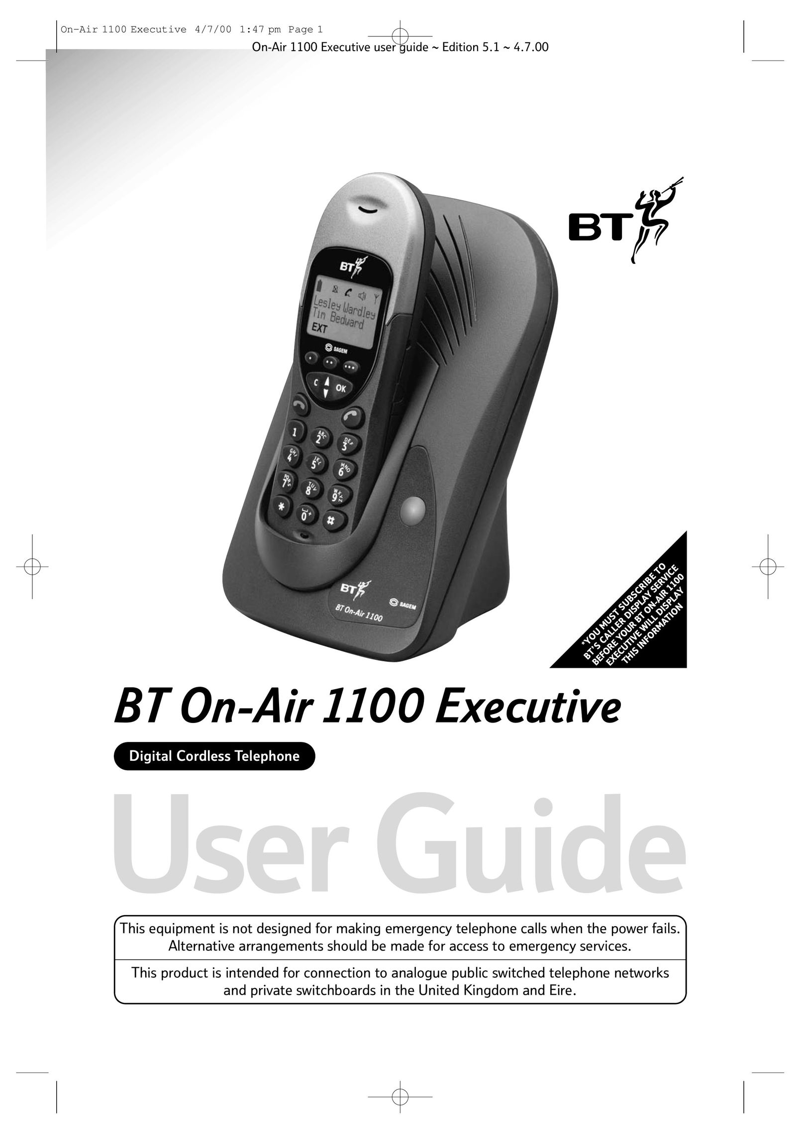 BT 1100 Executive Cordless Telephone User Manual