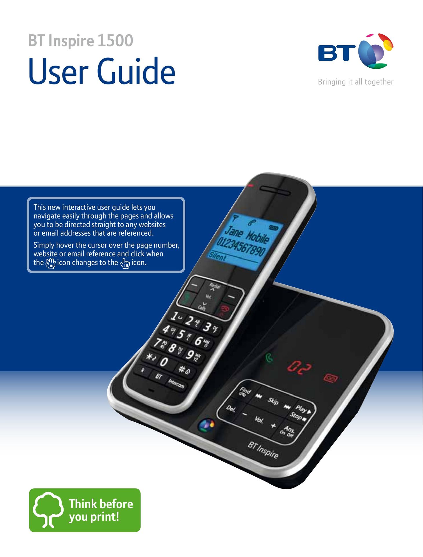 BT 1500 Cordless Telephone User Manual
