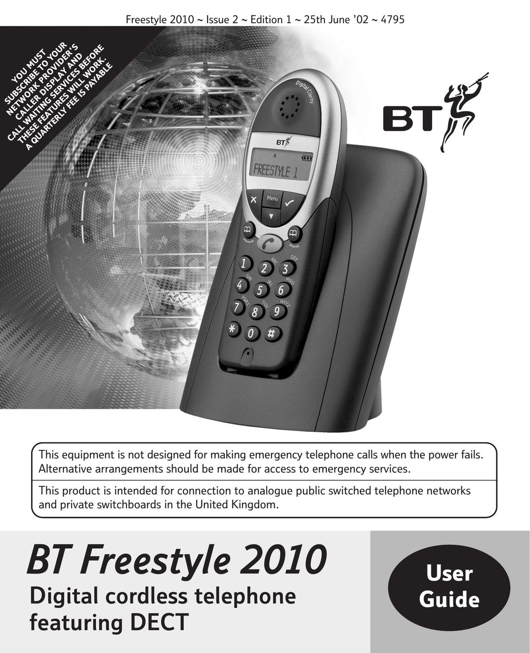 BT 2010 Cordless Telephone User Manual