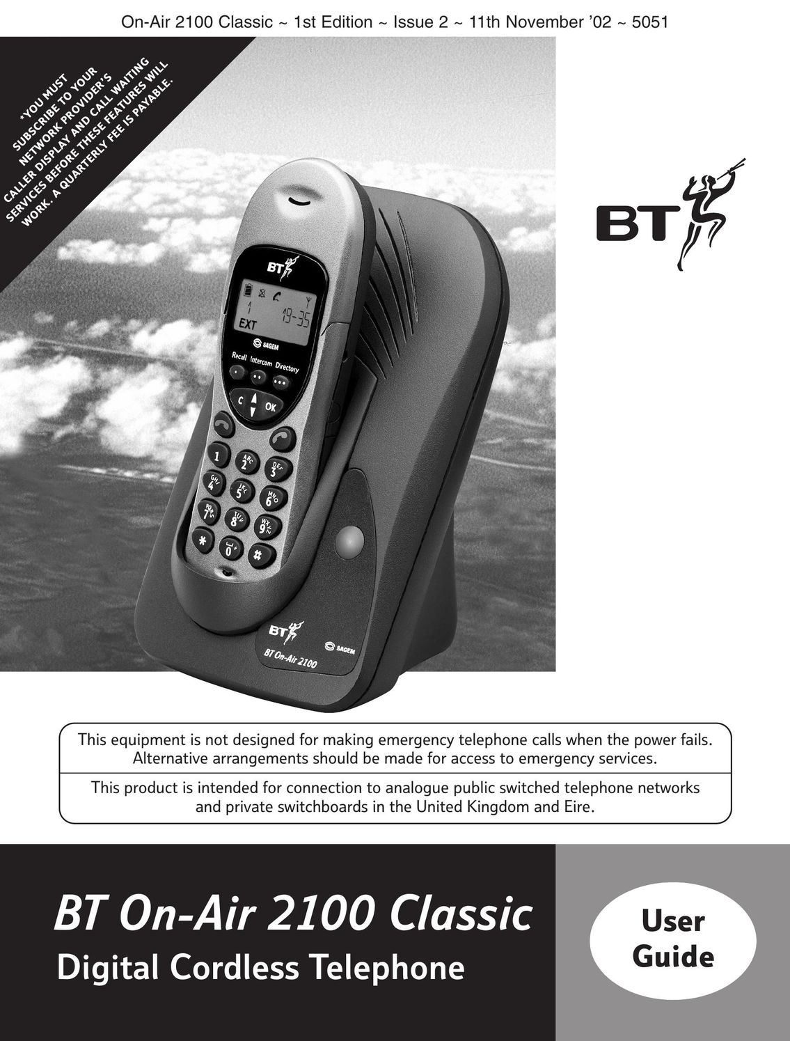 BT 2100 Classic Cordless Telephone User Manual