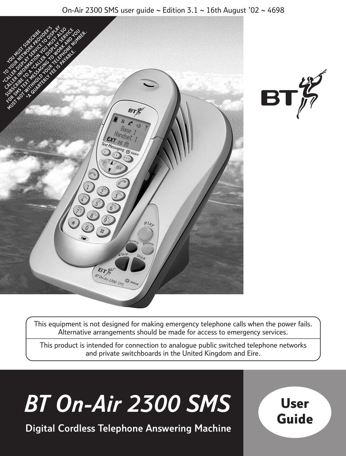 BT 2300 SMS Cordless Telephone User Manual