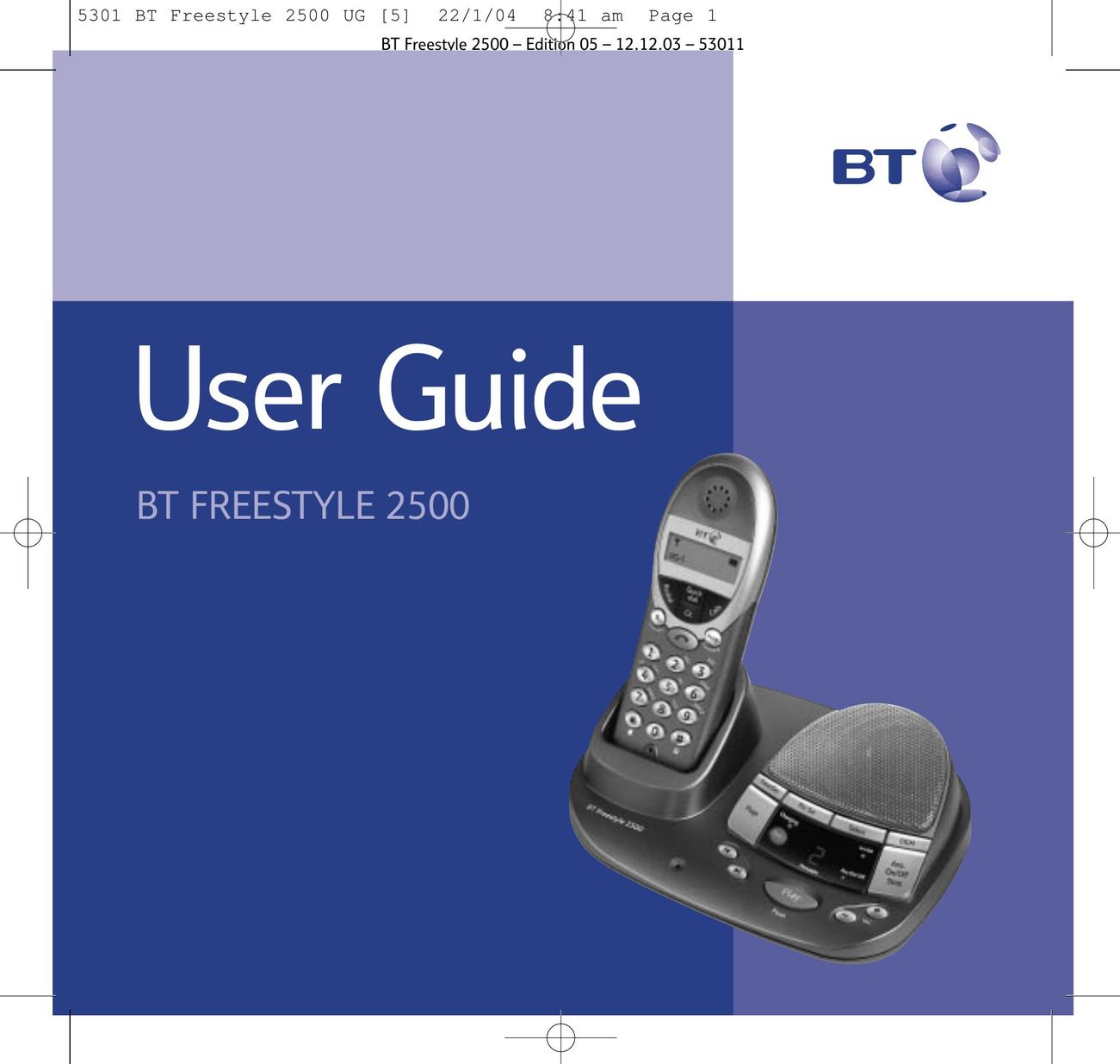 BT 2500 Cordless Telephone User Manual