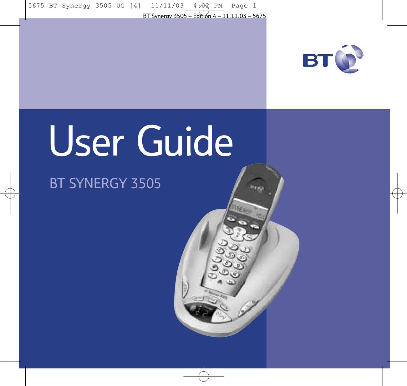 BT 3505 Cordless Telephone User Manual