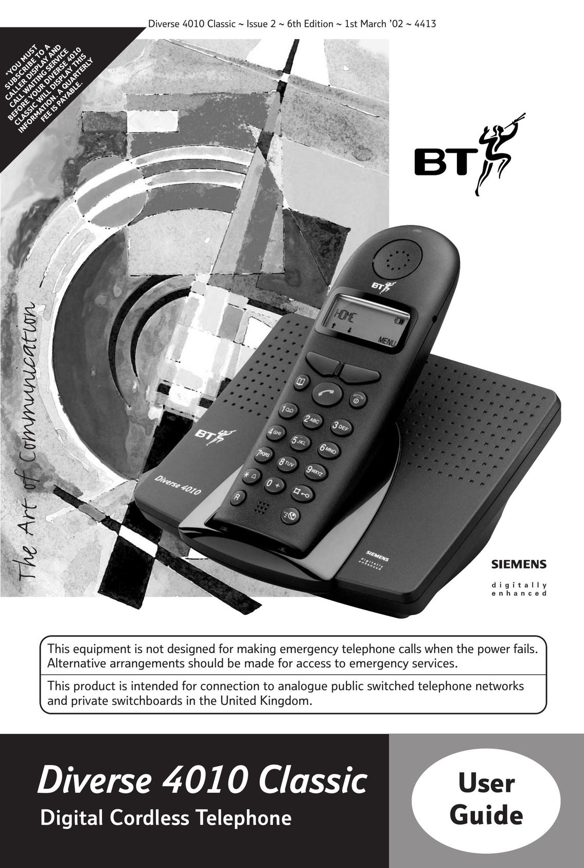 BT 4010 Classic Cordless Telephone User Manual