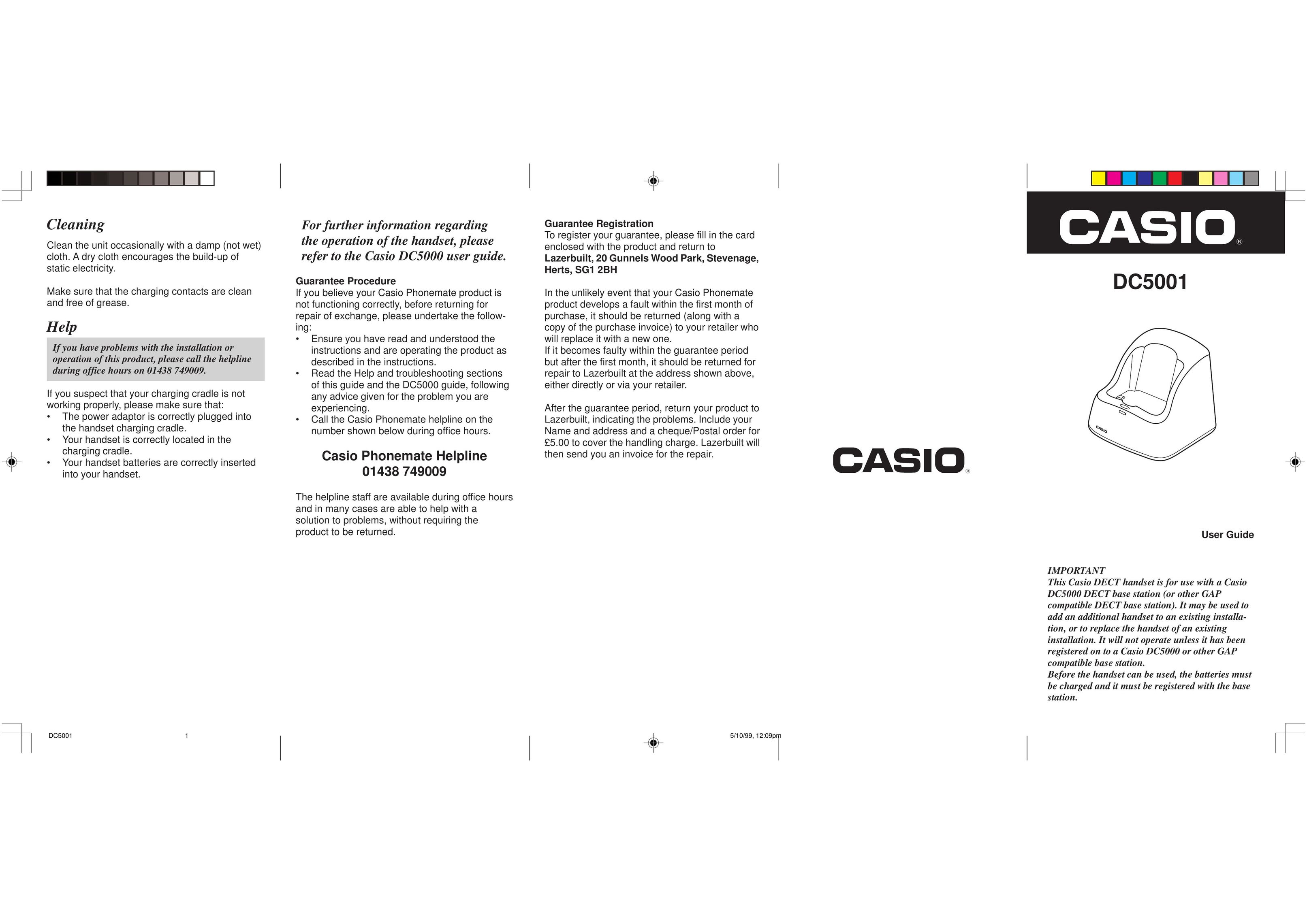Casio DC5000 Cordless Telephone User Manual