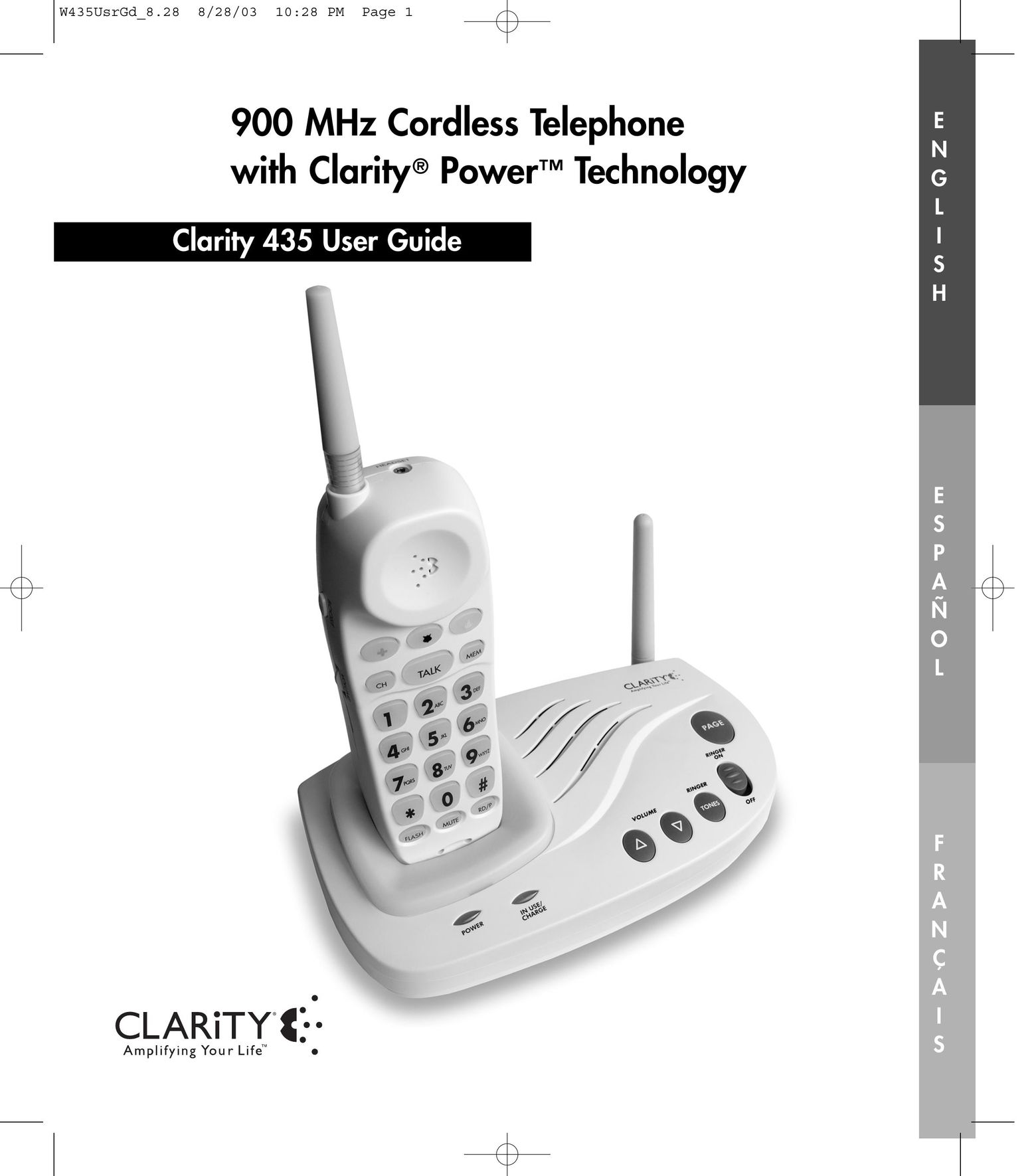 Clarity 435 Cordless Telephone User Manual