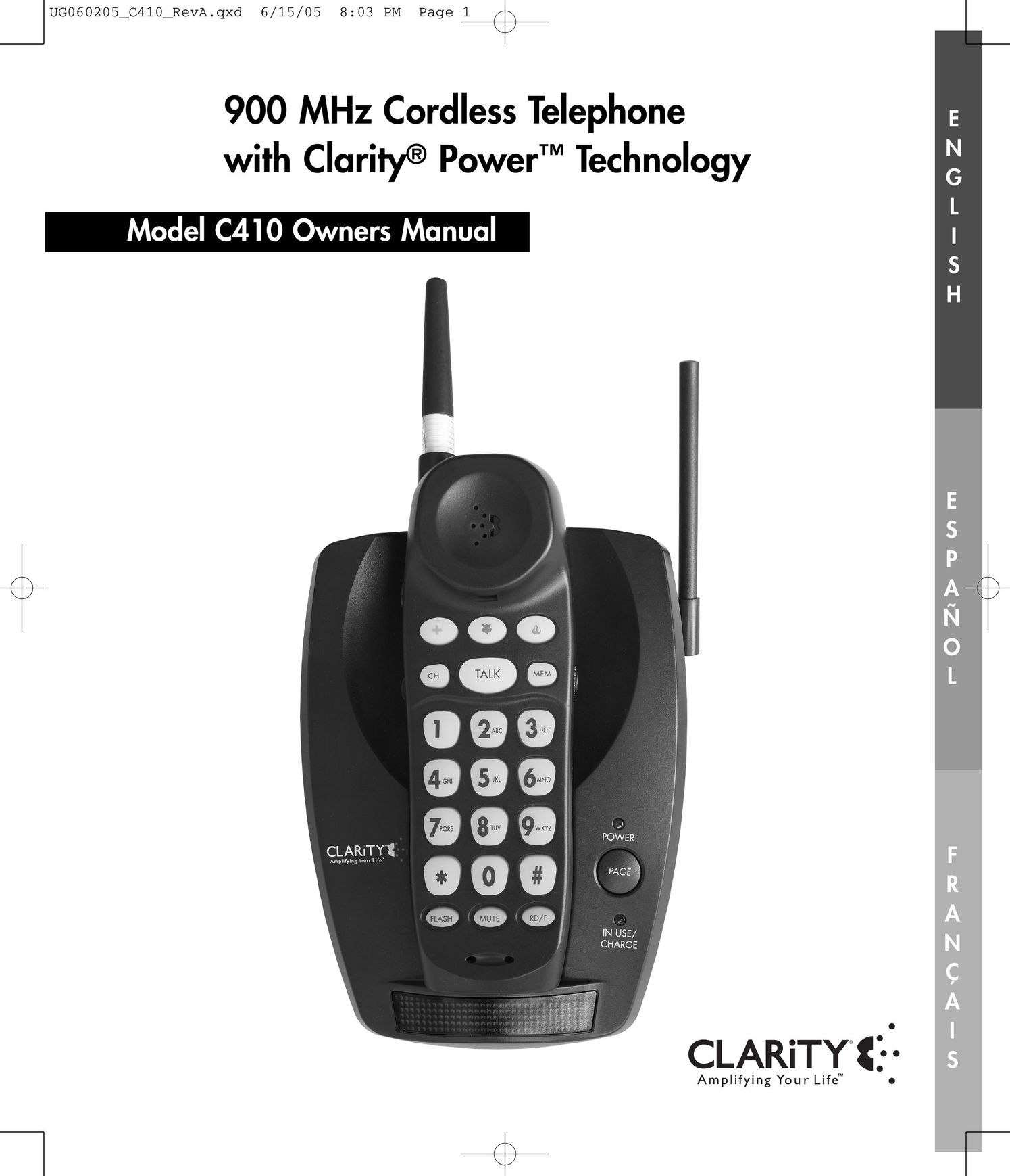 Clarity C410 Cordless Telephone User Manual