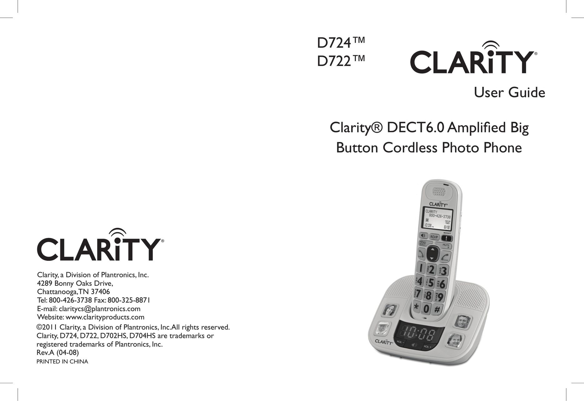 Clarity CLARITY-D724 Cordless Telephone User Manual