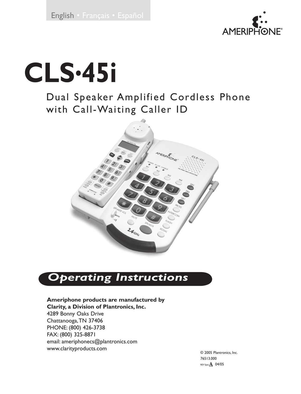 Clarity CLS 45i Cordless Telephone User Manual