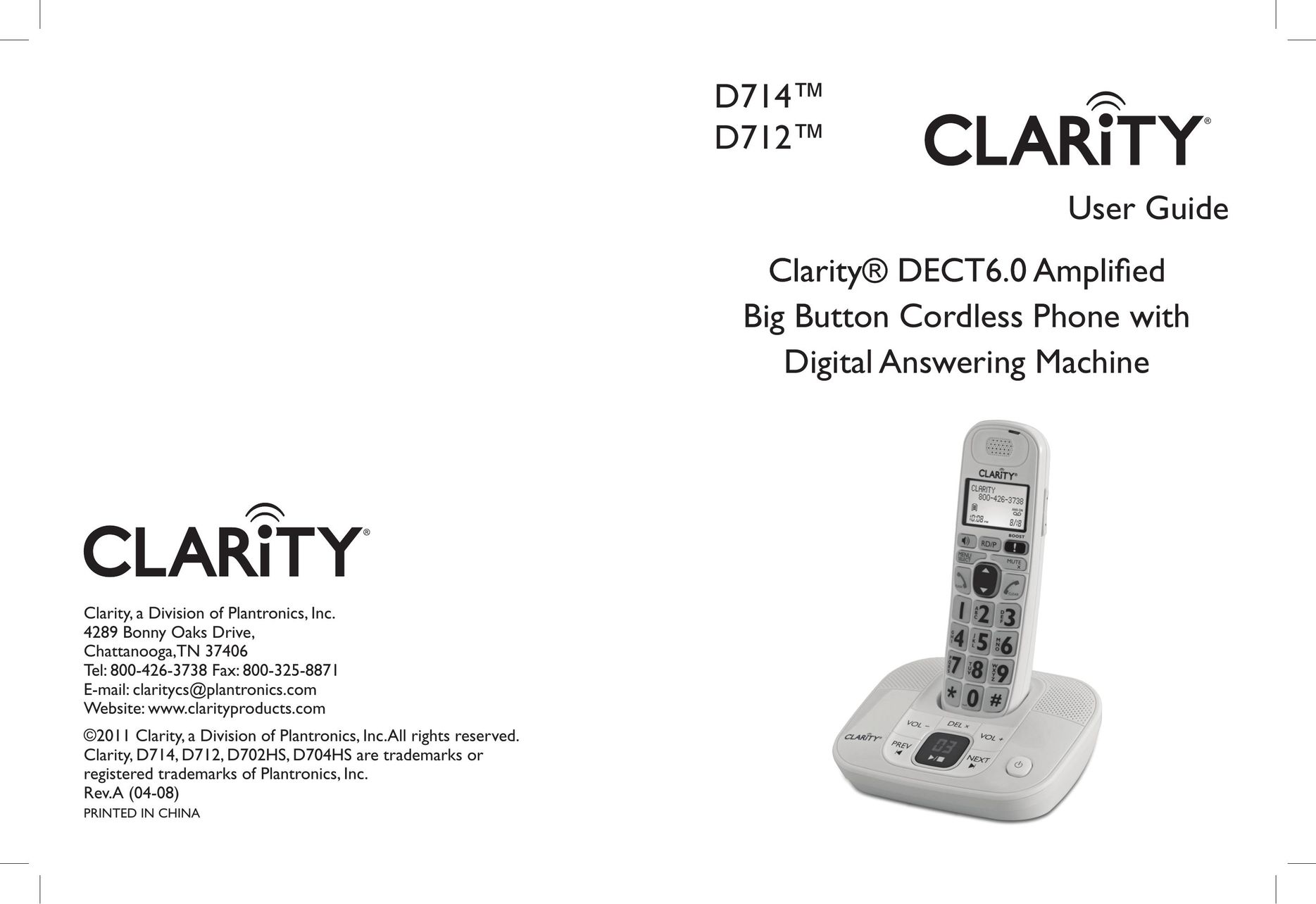 Clarity D714 Cordless Telephone User Manual