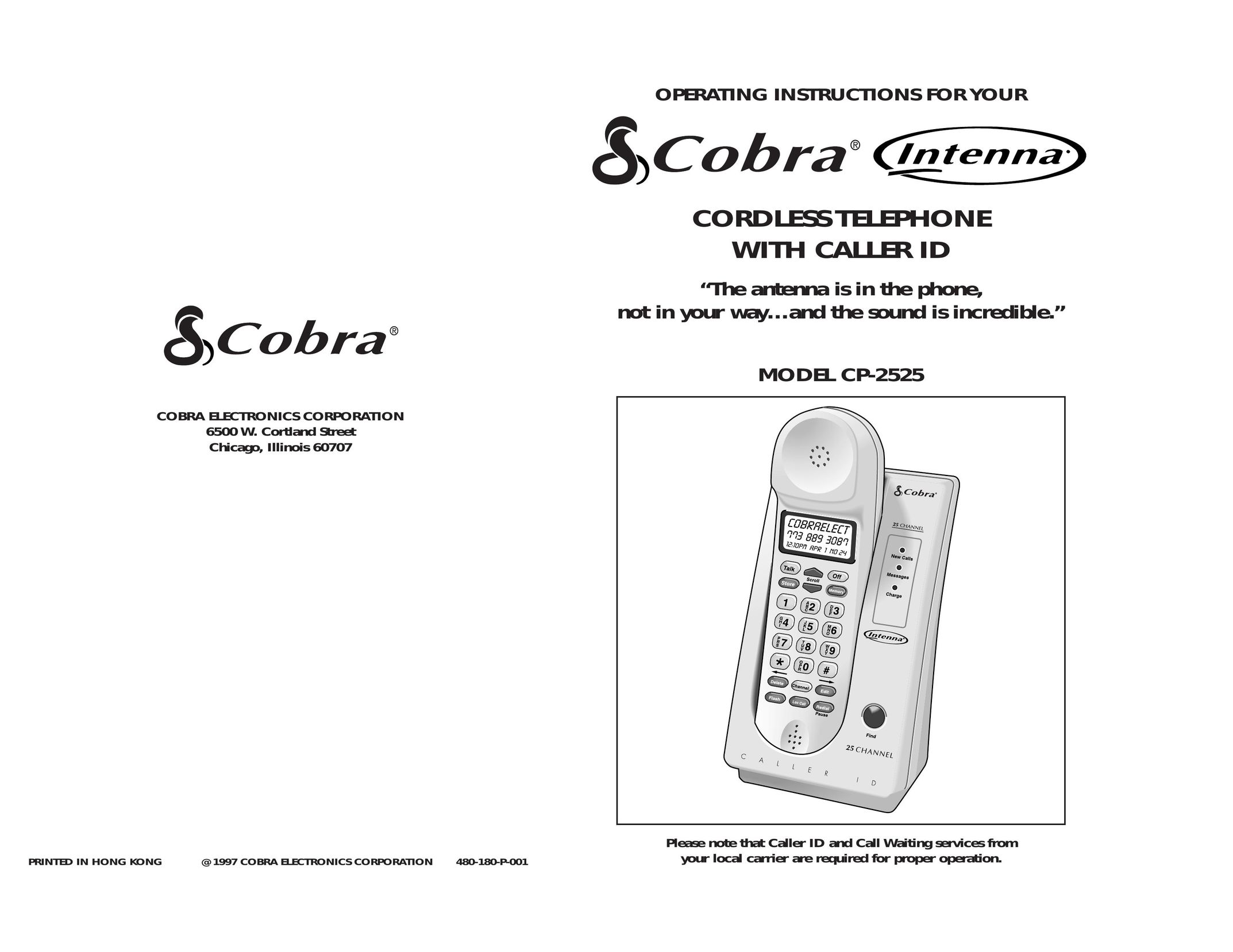 Cobra Electronics CP-2525 Cordless Telephone User Manual