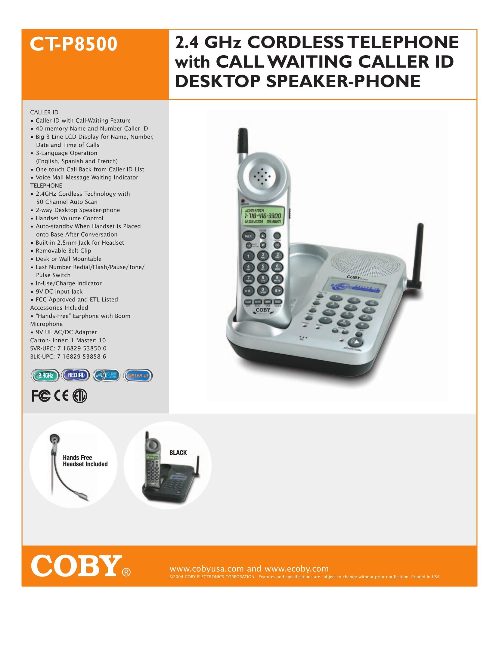 COBY electronic CX24 Cordless Telephone User Manual