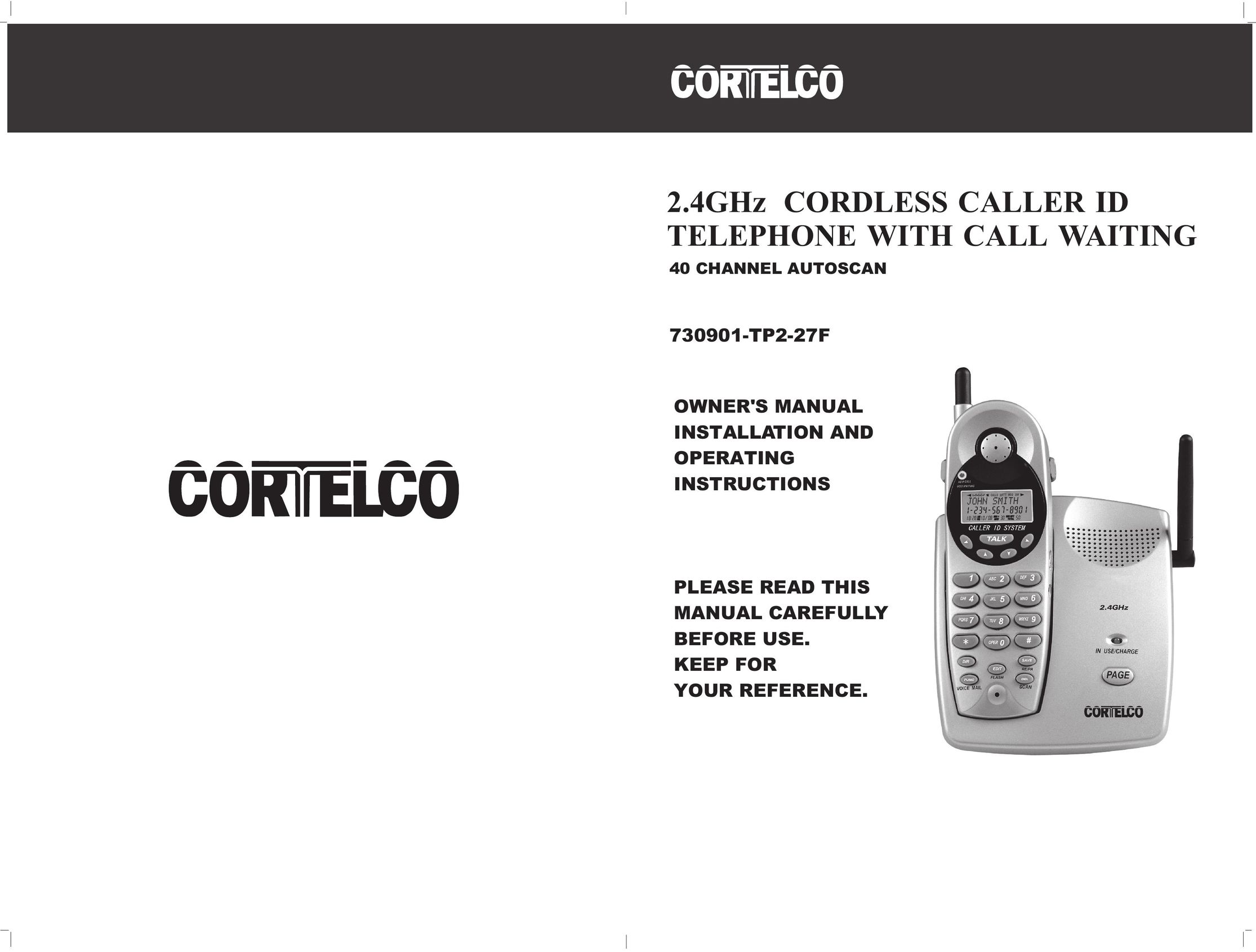 Cortelco 730901-TP2-27F Cordless Telephone User Manual