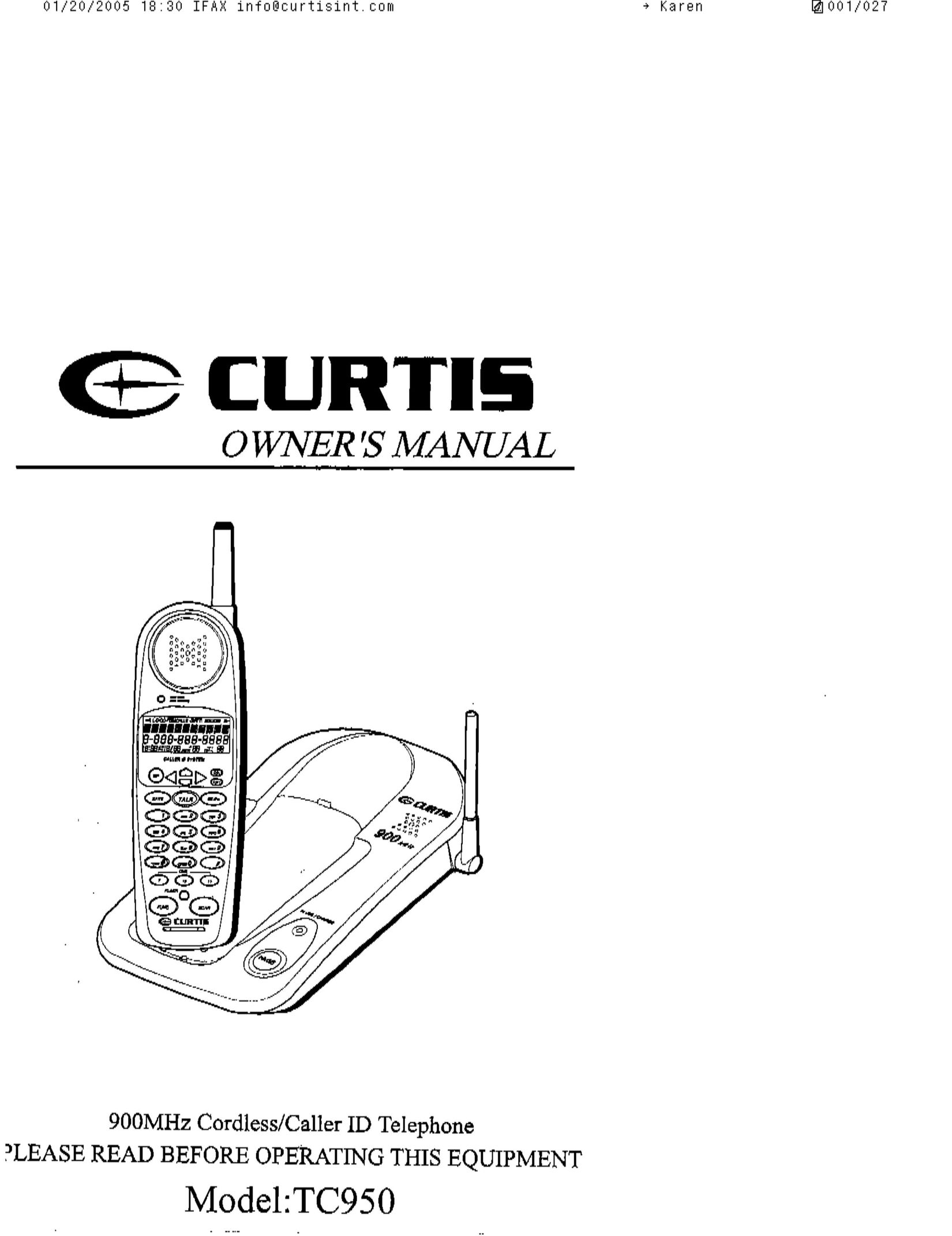 Curtis TC950 Cordless Telephone User Manual