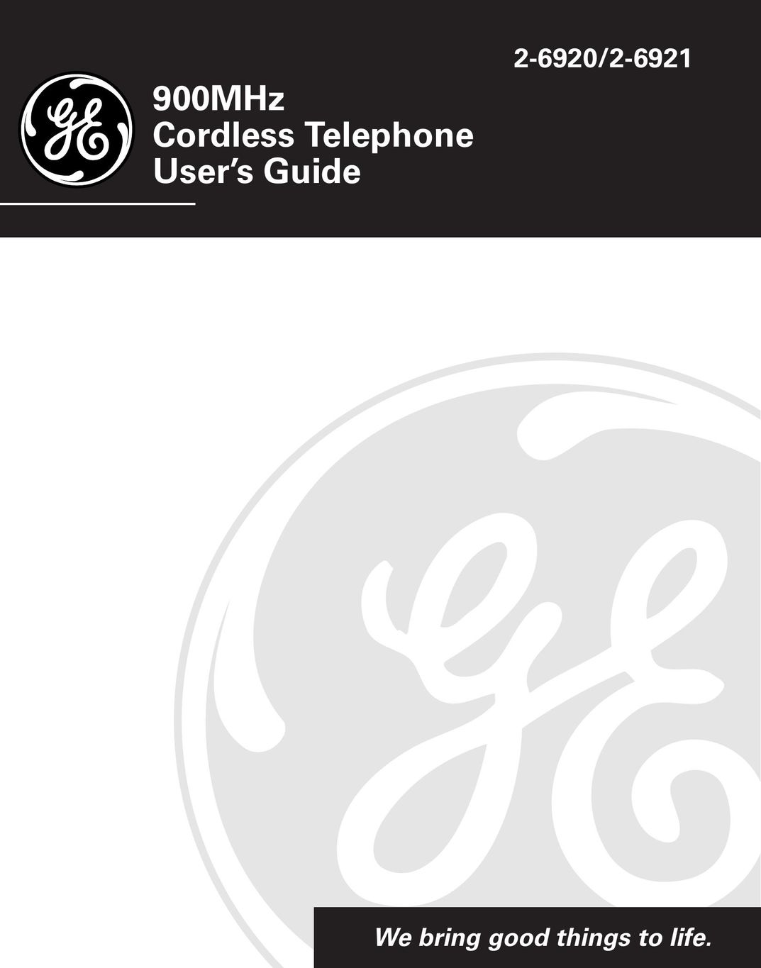GE Monogram 2-6920/2-6921 Cordless Telephone User Manual