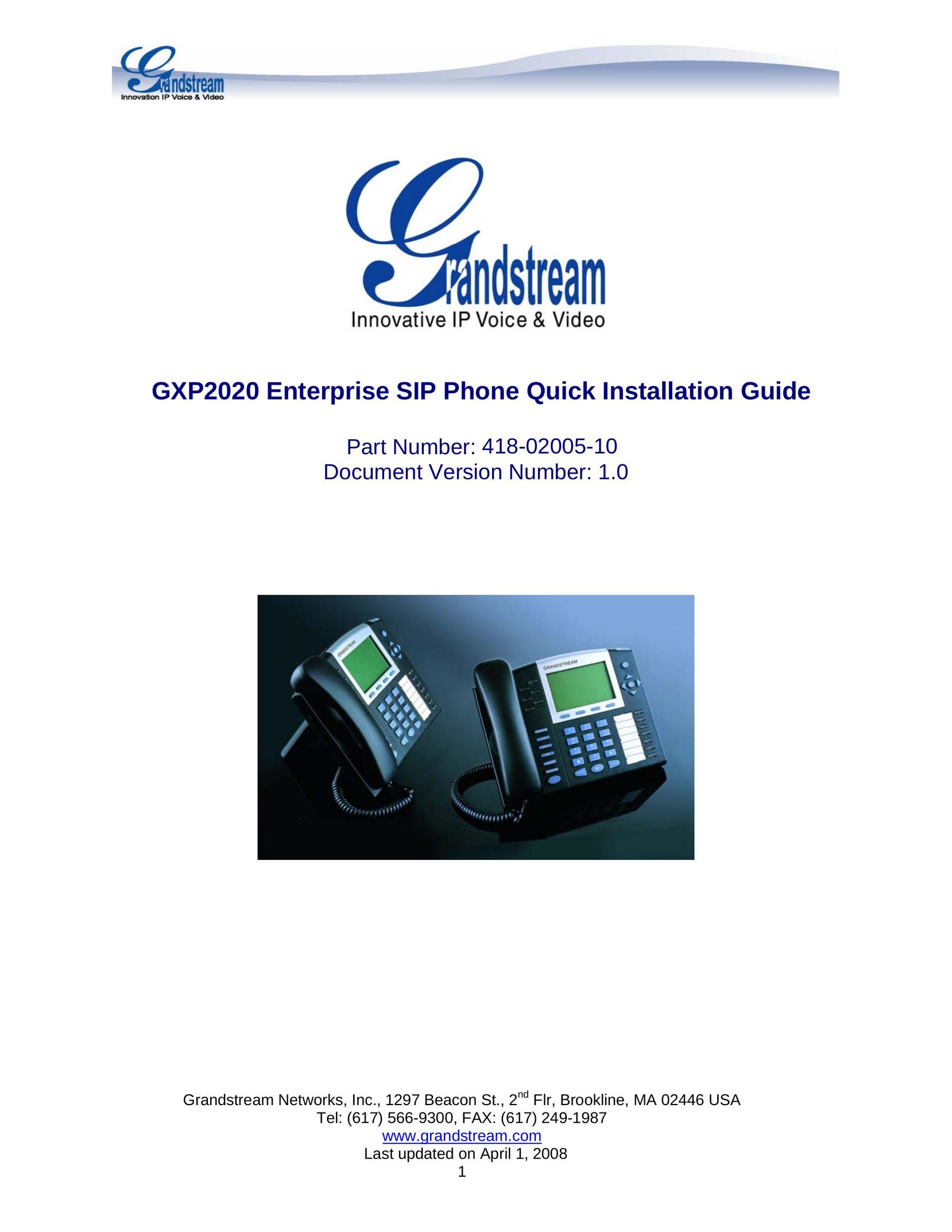 Grandstream Networks 418-02005-10 Cordless Telephone User Manual
