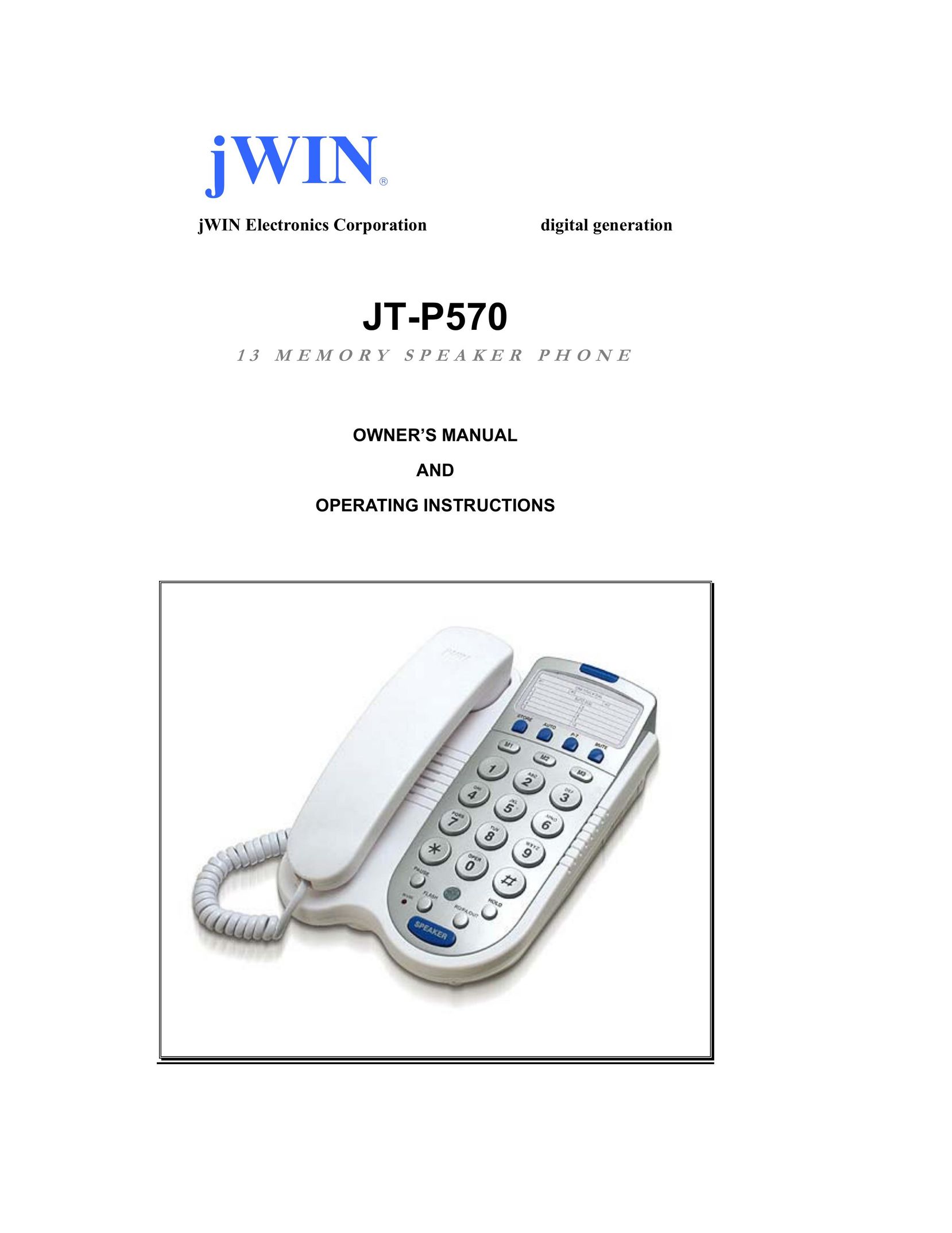 Jwin JT-P570 Cordless Telephone User Manual