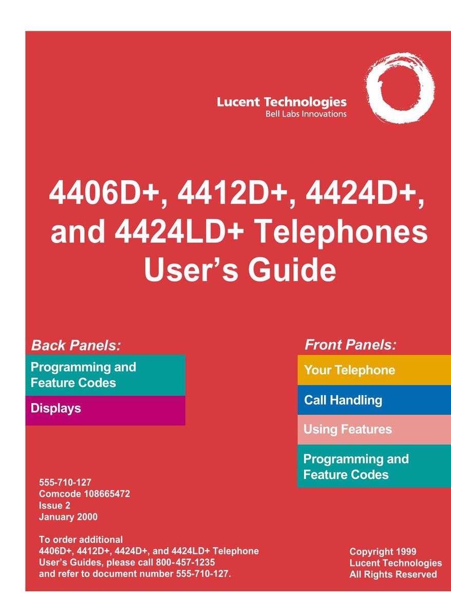 Lucent Technologies 4424D+ Cordless Telephone User Manual