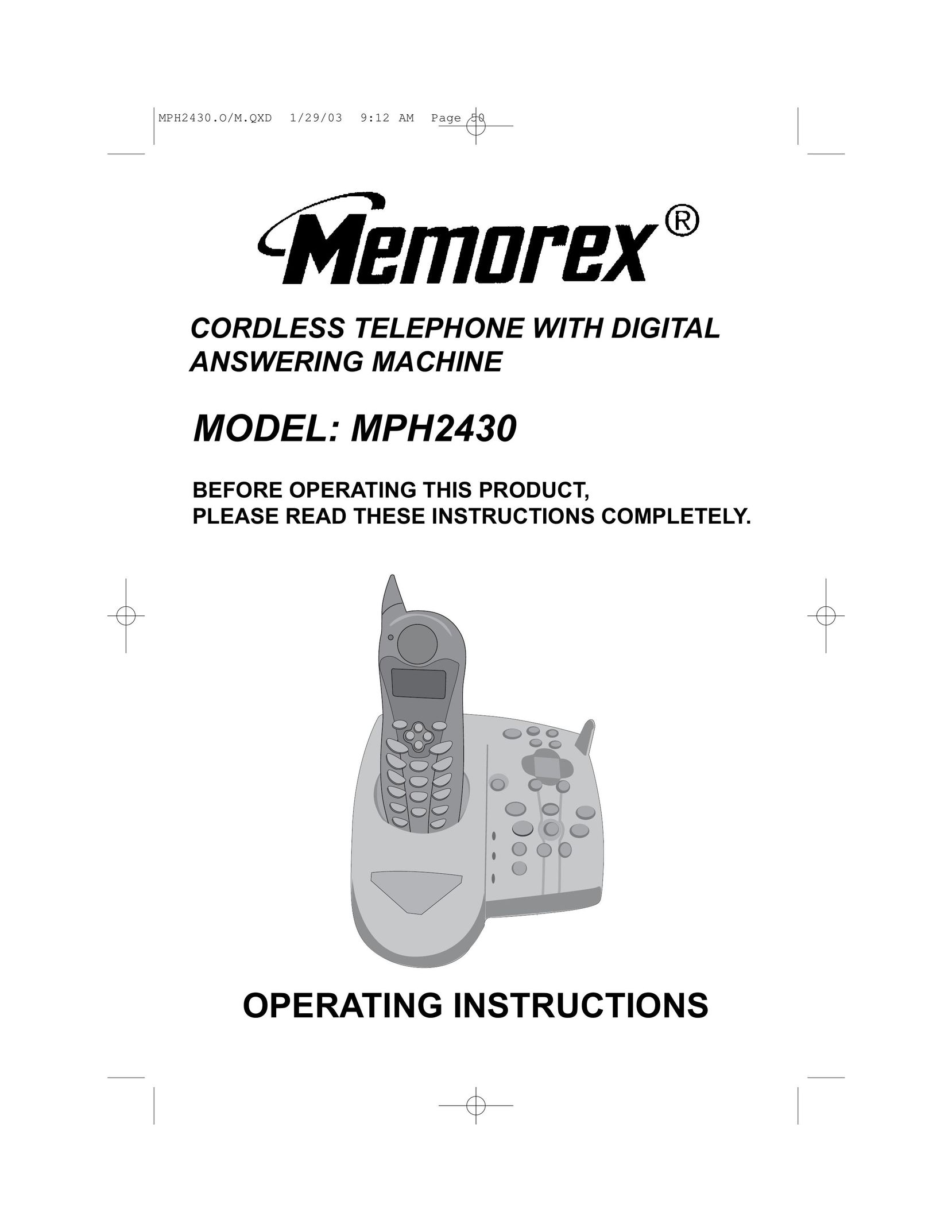 Memorex MPH2430 Cordless Telephone User Manual