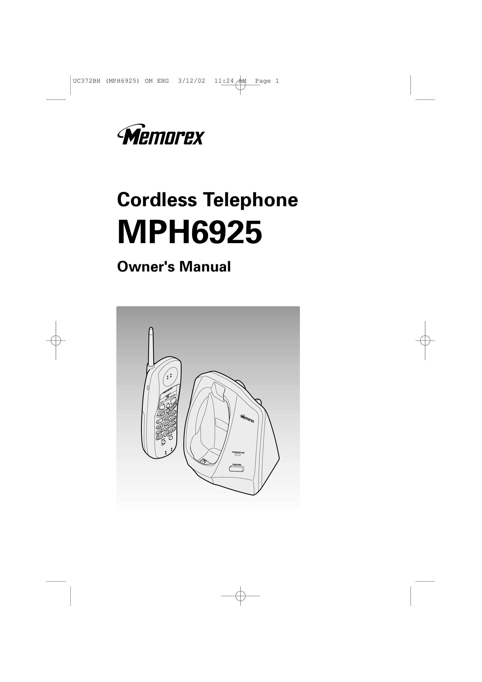 Memorex MPH6925 Cordless Telephone User Manual