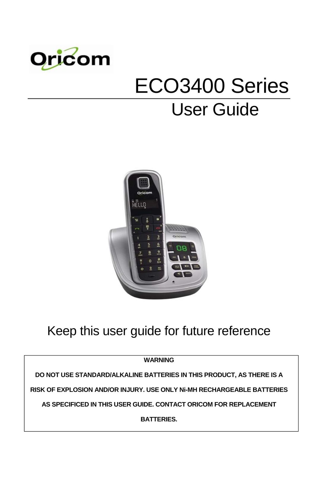 Oricom ECO3400 Cordless Telephone User Manual