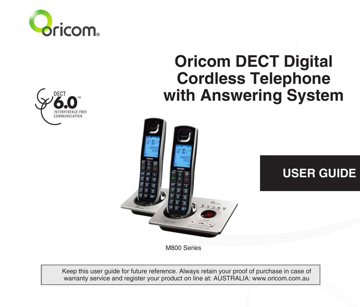 Oricom M800 Cordless Telephone User Manual