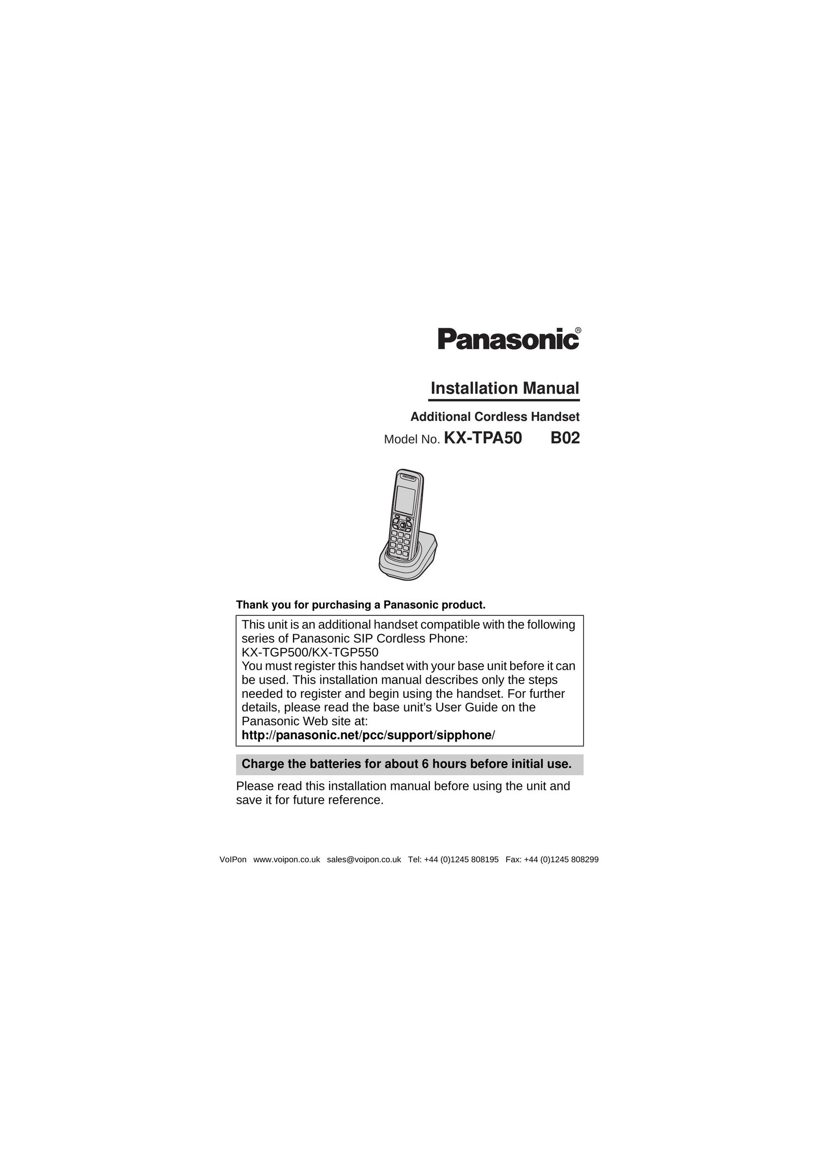 Panasonic B02 Cordless Telephone User Manual