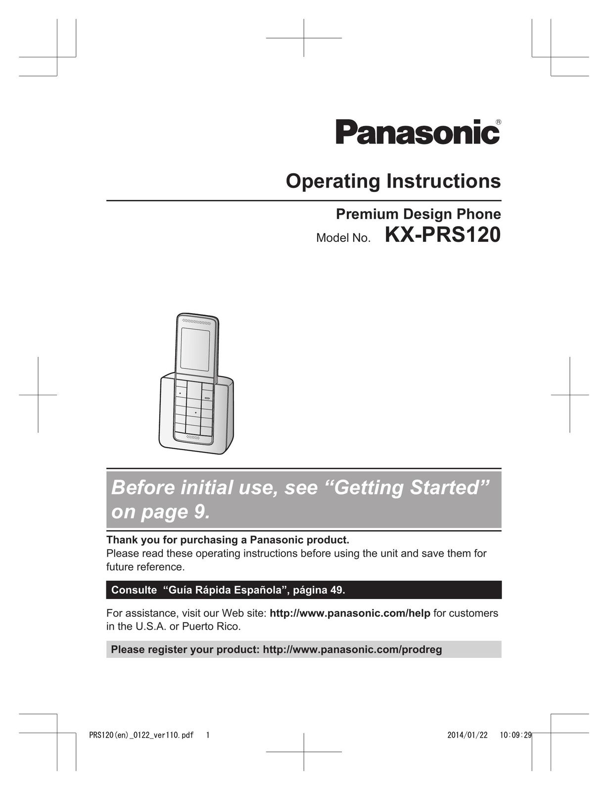 Panasonic KX-PRS120 Cordless Telephone User Manual