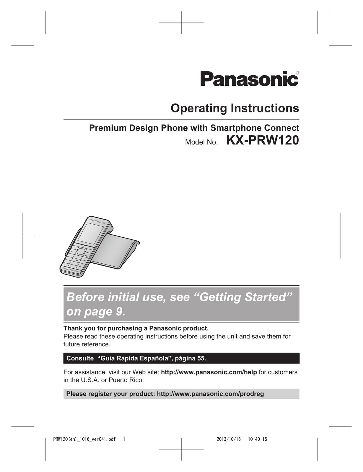 Panasonic KX-PRW120 Cordless Telephone User Manual