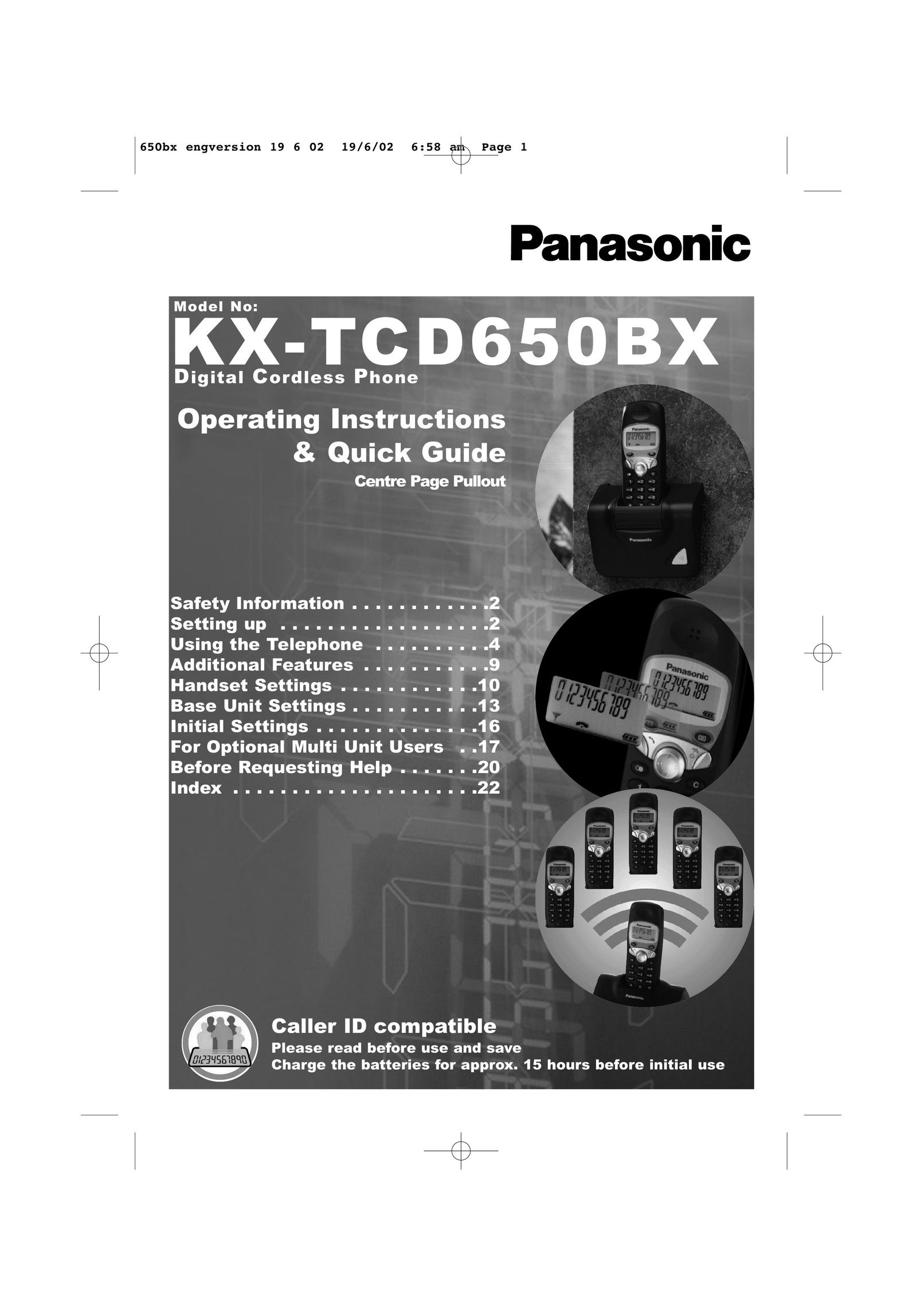 Panasonic KX-TCD650BX Cordless Telephone User Manual