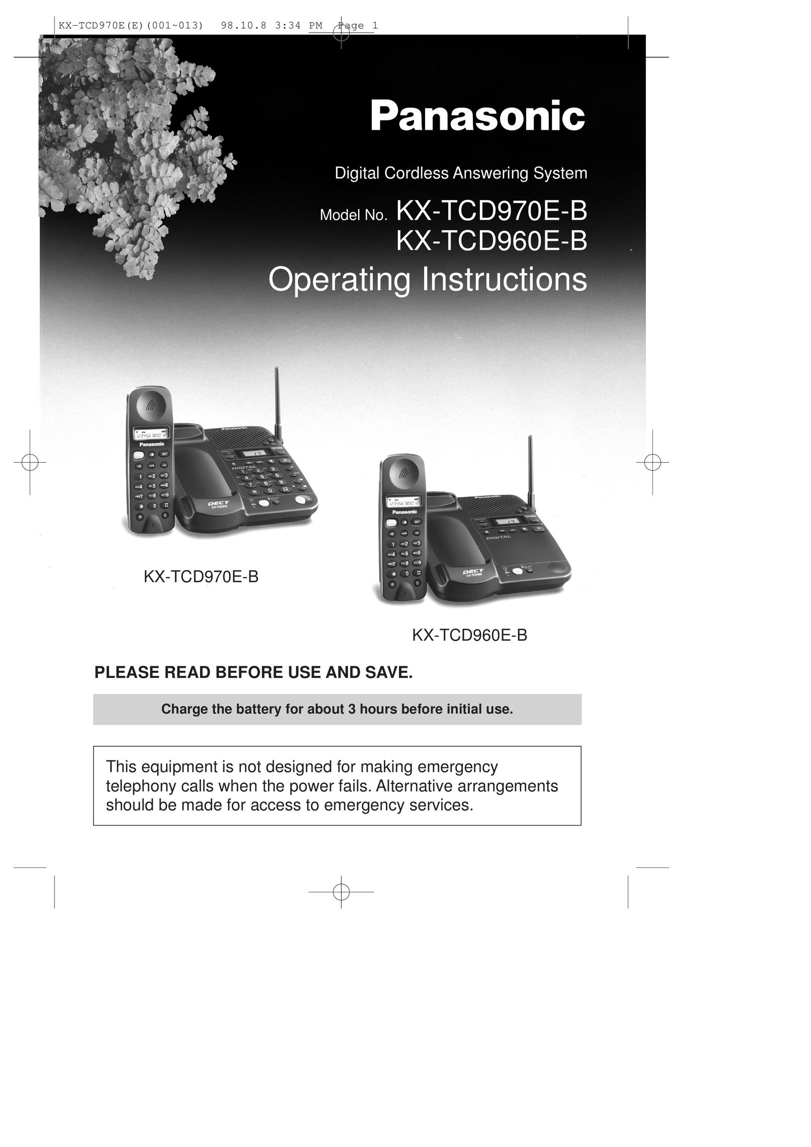 Panasonic KX-TCD960E-B Cordless Telephone User Manual