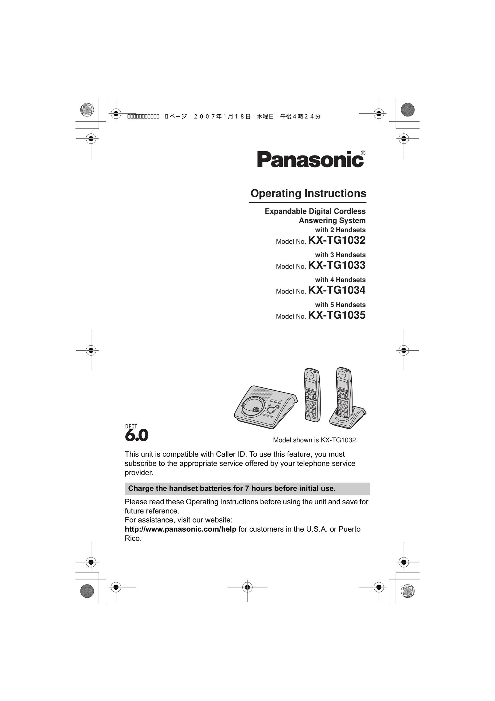 Panasonic KX-TG1032 Cordless Telephone User Manual