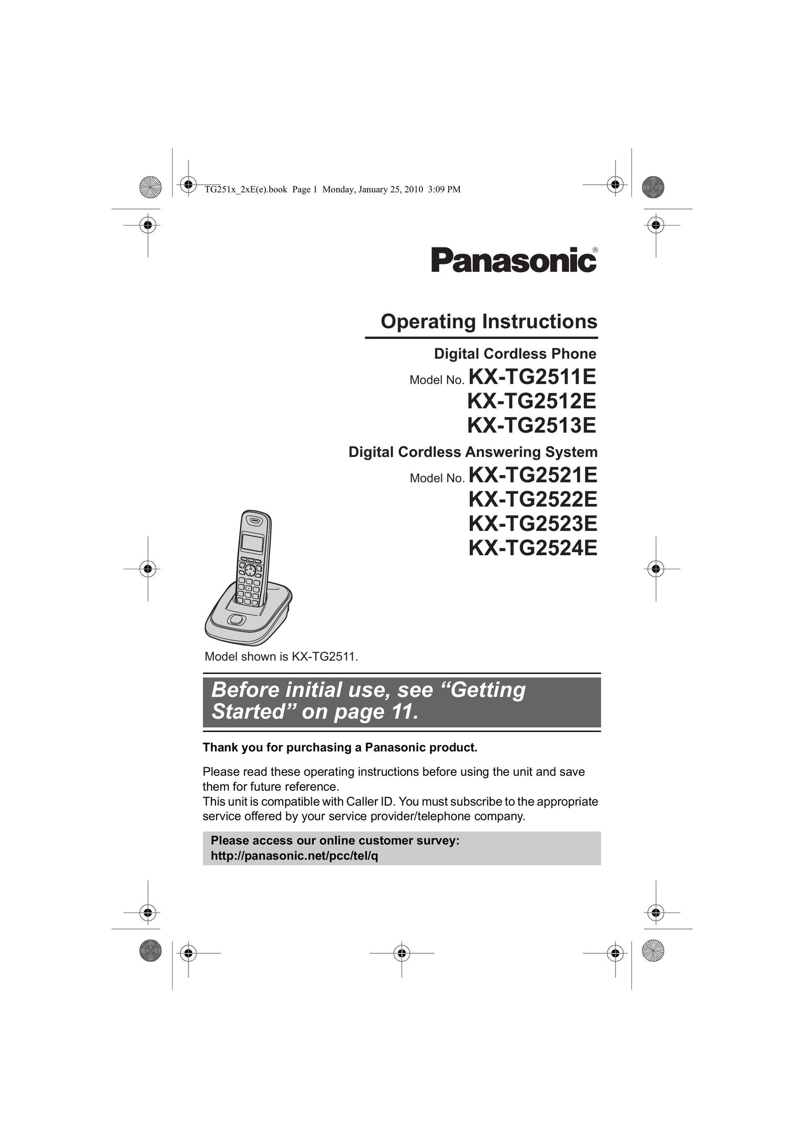 Panasonic KX-TG2521E Cordless Telephone User Manual