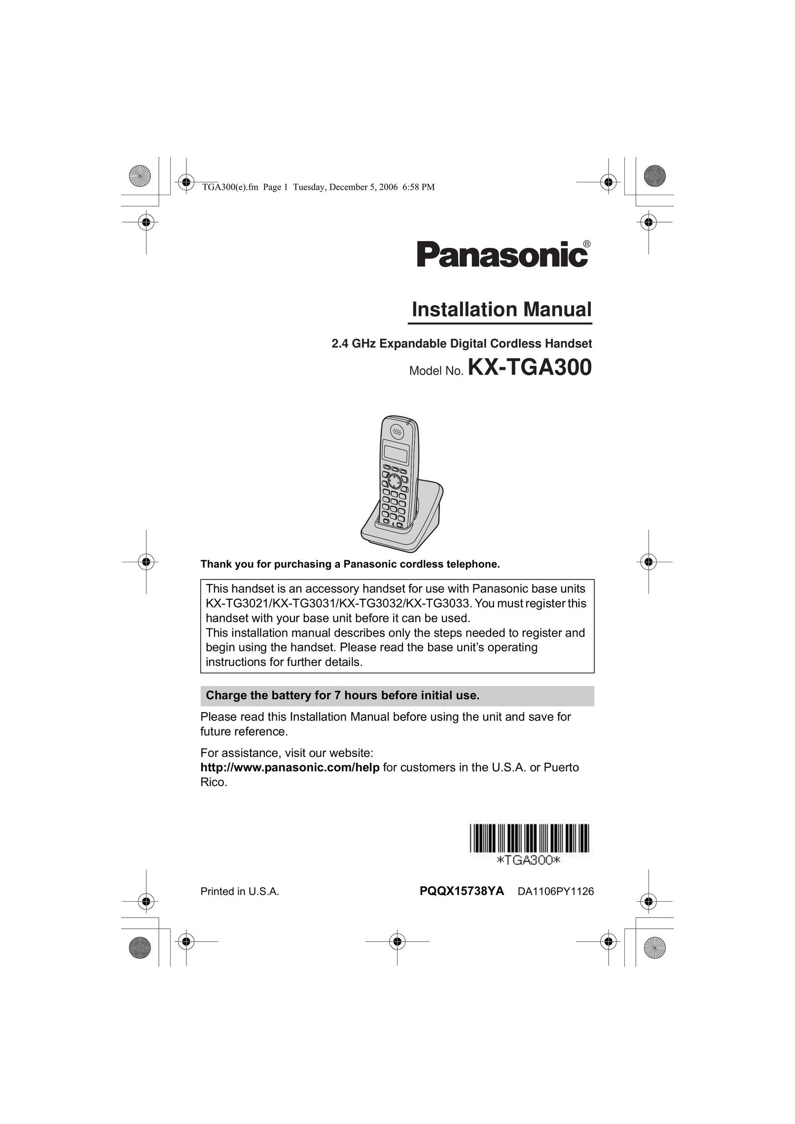 Panasonic KX-TG3021 Cordless Telephone User Manual
