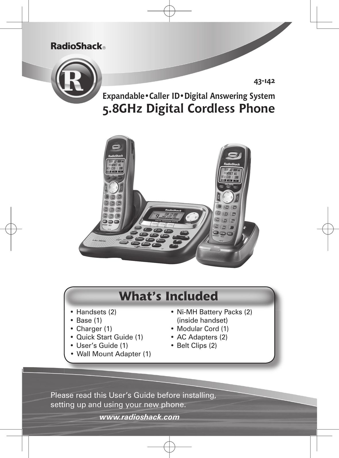Radio Shack 43-142 Cordless Telephone User Manual