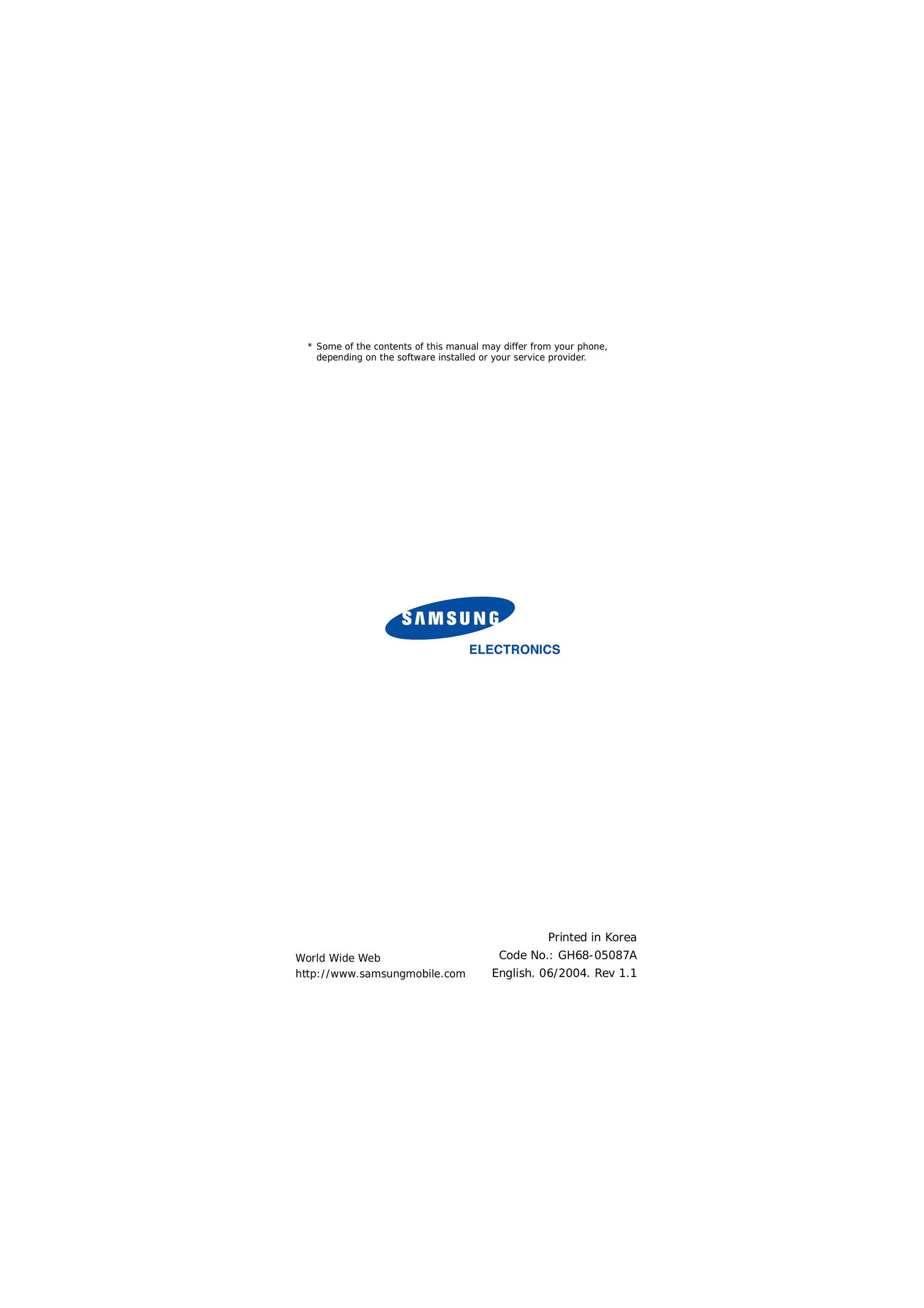 Samsung GSM1800 Cordless Telephone User Manual