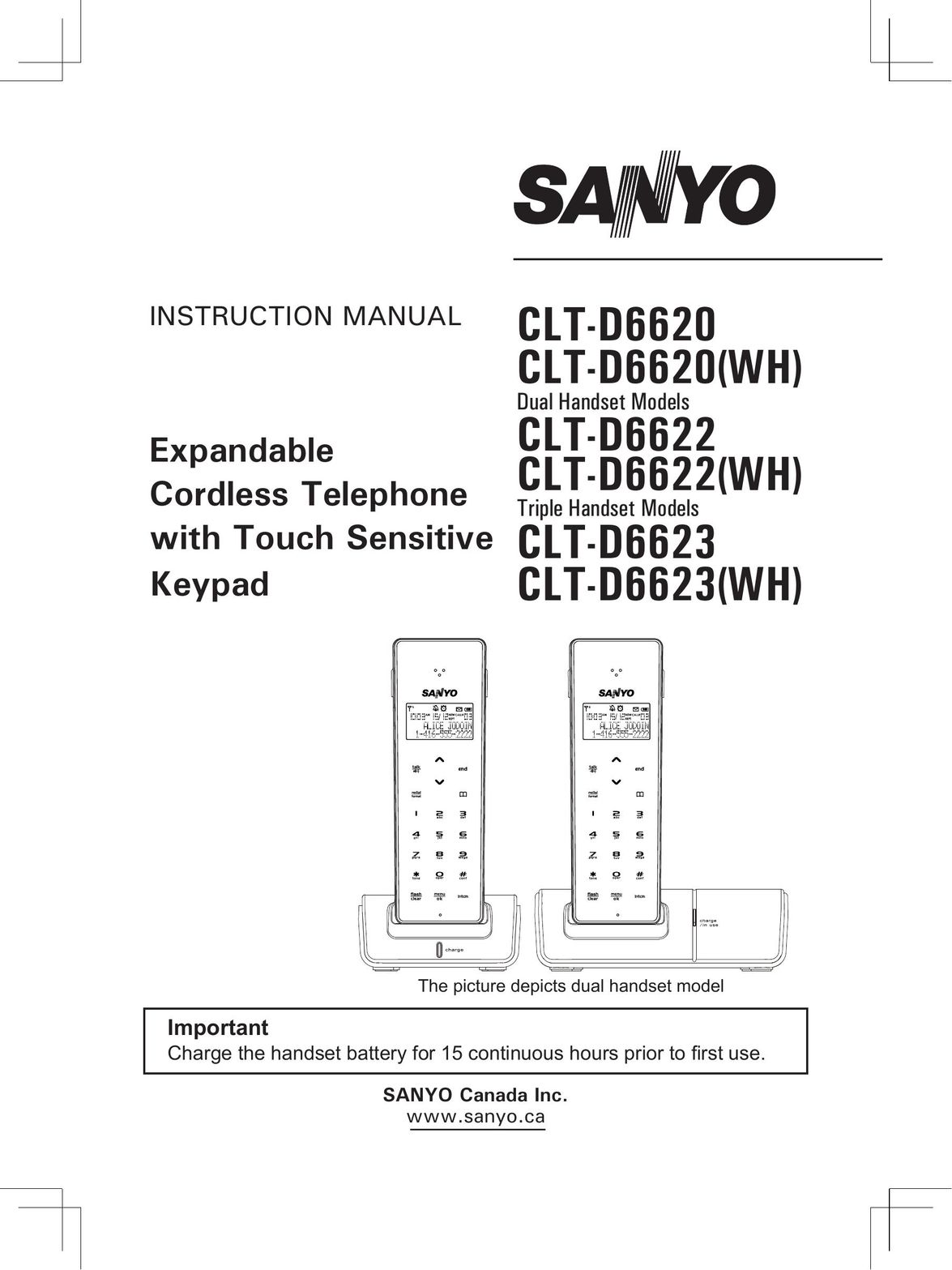 Sanyo CLT-D6620(WH) Cordless Telephone User Manual
