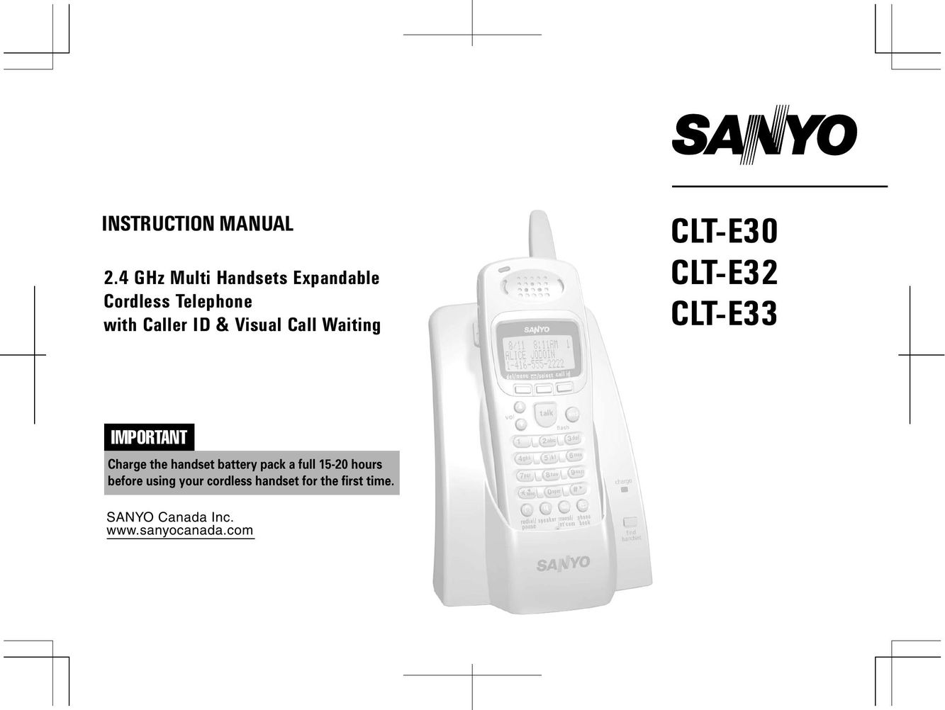 Sanyo CLT-E33 Cordless Telephone User Manual