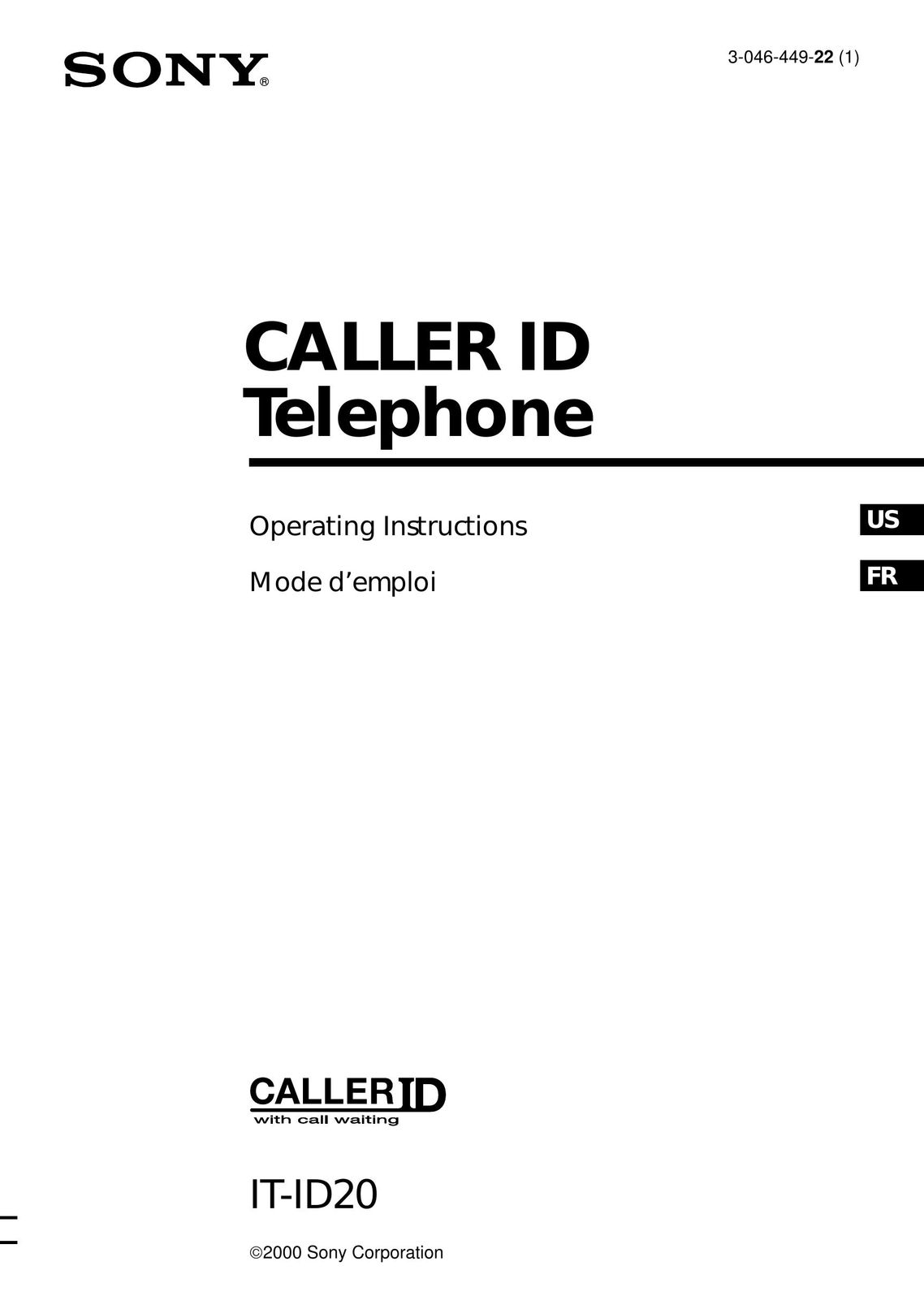 Sony IT-ID20 Cordless Telephone User Manual