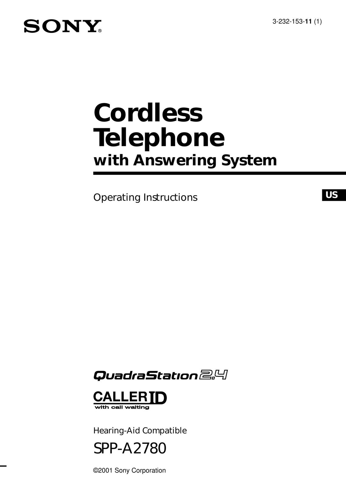 Sony PP-A2780 Cordless Telephone User Manual
