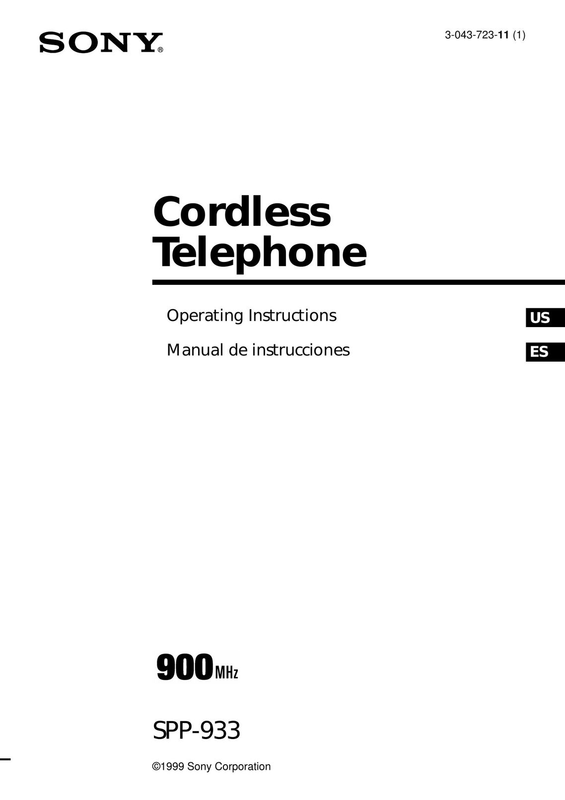 Sony SPP-933 Cordless Telephone User Manual