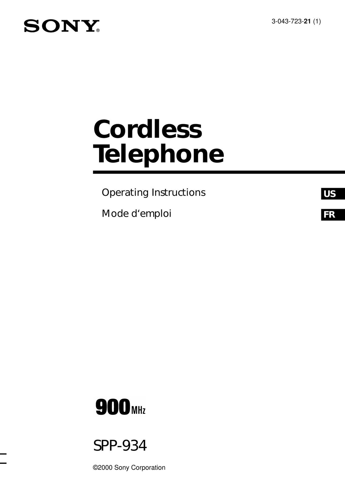 Sony SPP-934 Cordless Telephone User Manual