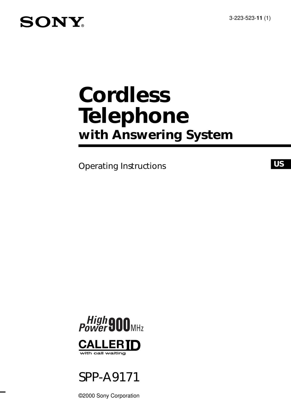 Sony SPP-A9171 Cordless Telephone User Manual