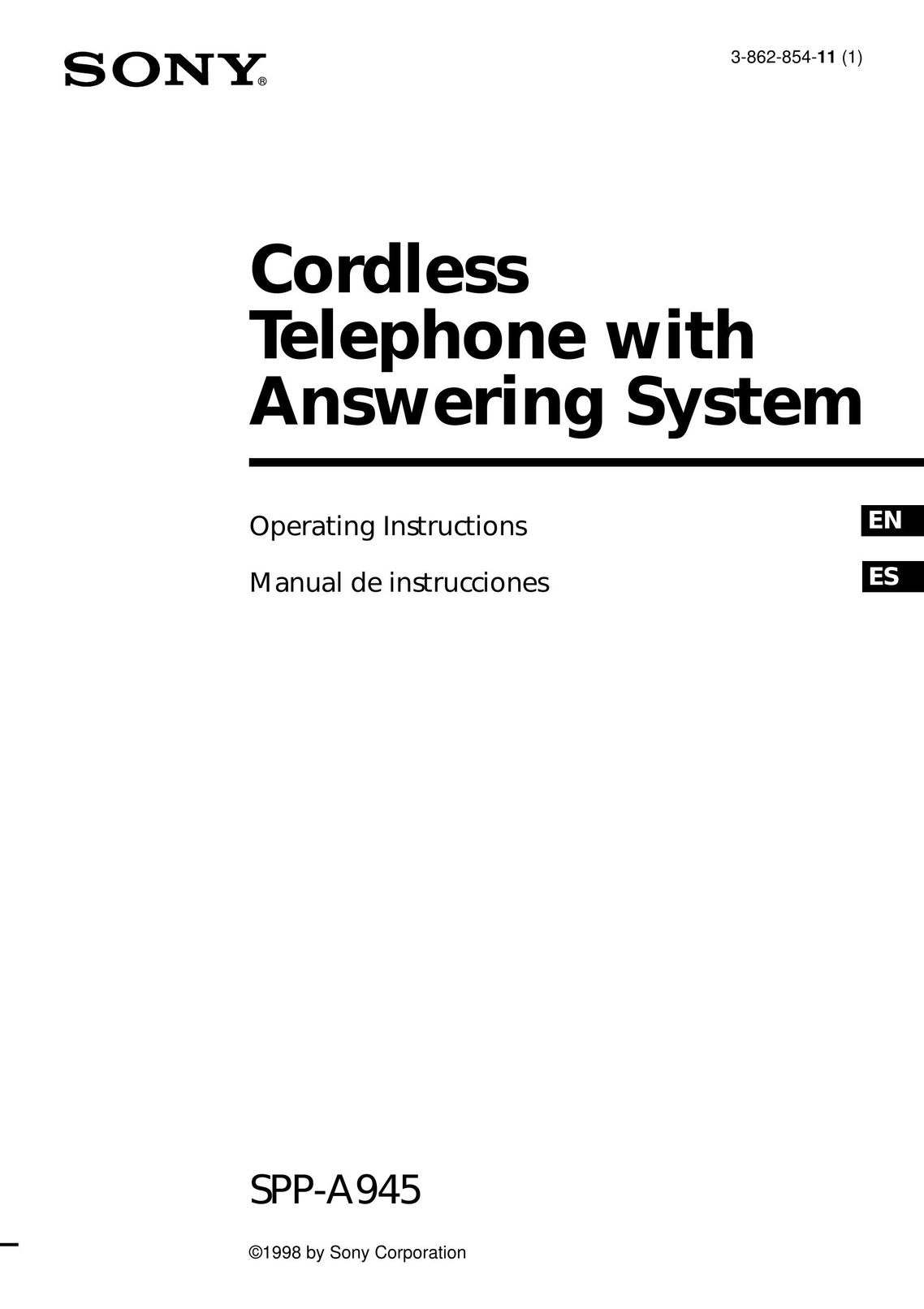 Sony SPP-A945 Cordless Telephone User Manual