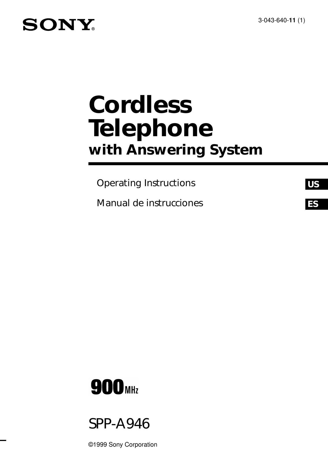 Sony SPP-A946 Cordless Telephone User Manual