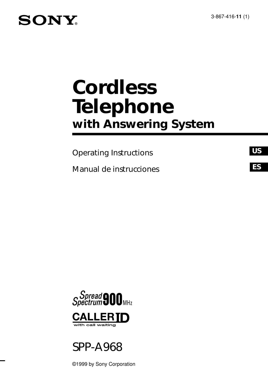 Sony SPP-A968 Cordless Telephone User Manual