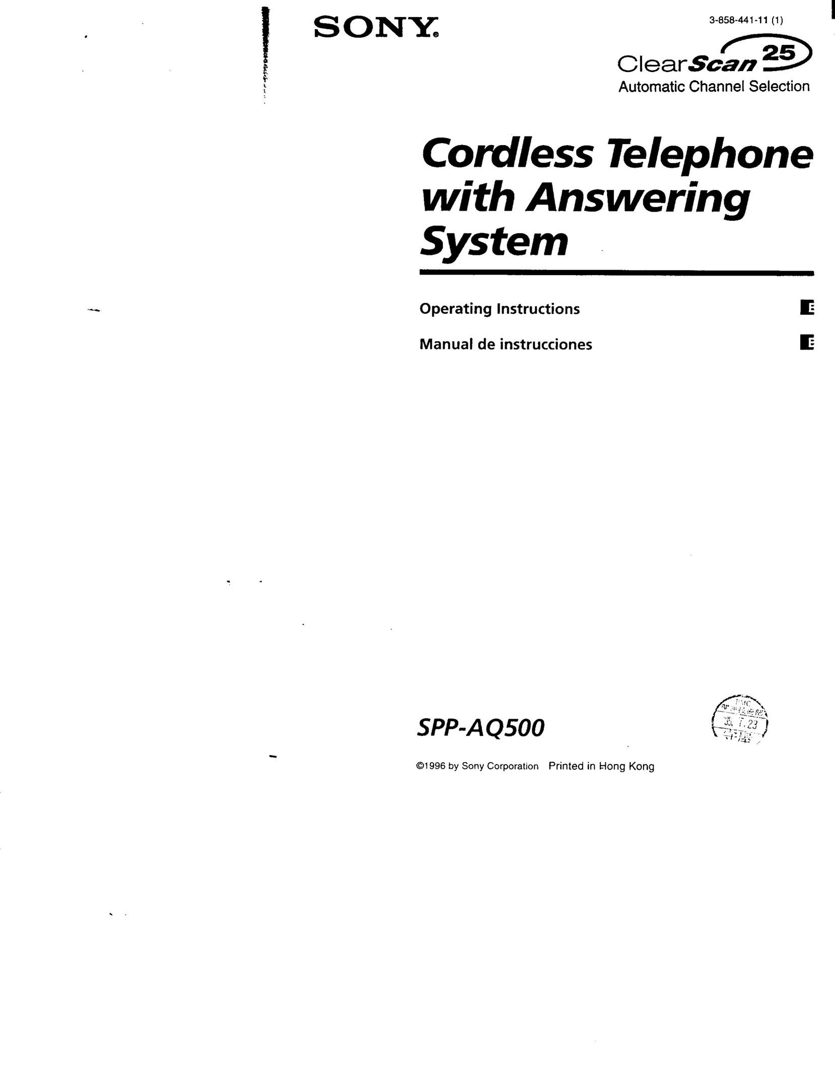 Sony SPP-AQ500 Cordless Telephone User Manual