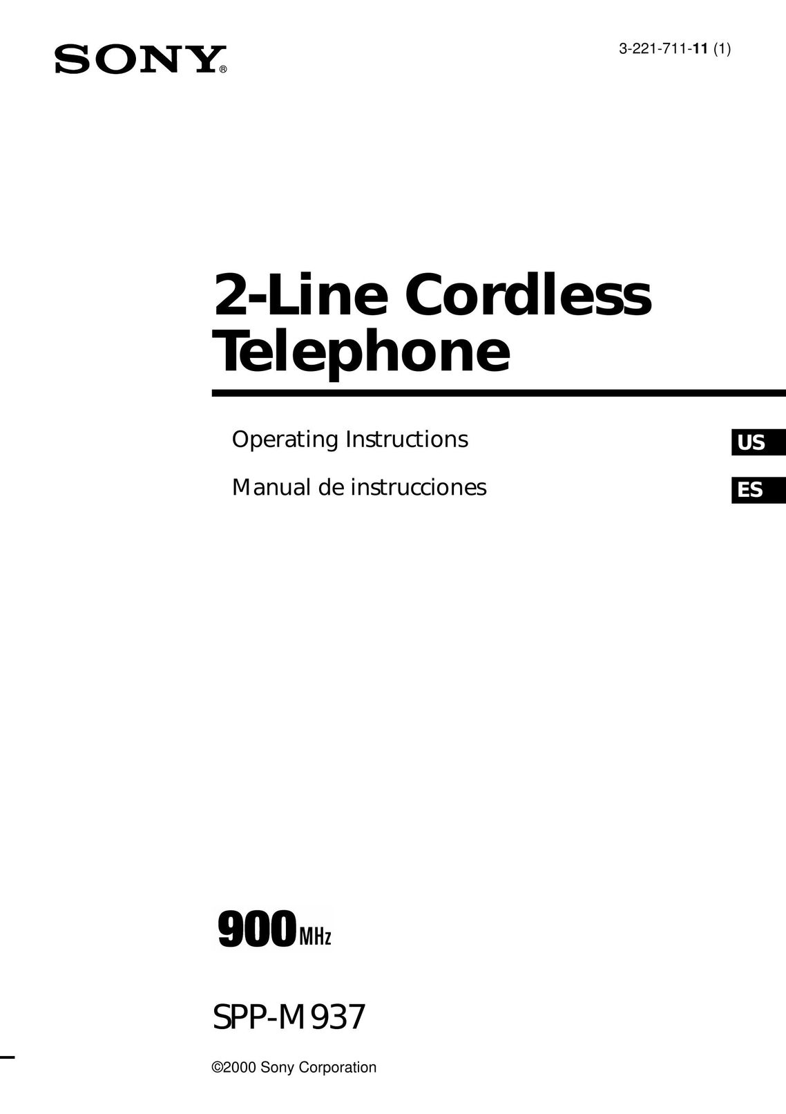 Sony SPP-M937 Cordless Telephone User Manual